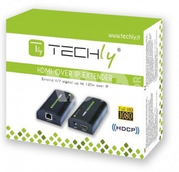 Techly HDMI Extender/Receiver after Cat.5e/6/6a/7 twisted pair, up to 120m, over IP, black