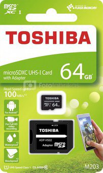 Toshiba microSDXC Class 10 64GB Exceria M203 R100 + Adapter