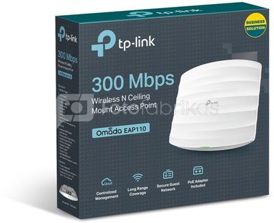 TP-LINK Access Point EAP110 802.11n, 2.4GHz, 300 Mbit/s, 10/100 Mbit/s, Ethernet LAN (RJ-45) ports 1, no PoE, Antenna type 2xInternal