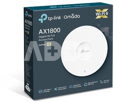 TP-LINK AX1800 Wireless Dual Band Ceiling Mount Access Point EAP620 HD 802.11ax 2.4GHz/5GHz 1201+574 Mbit/s 10/100/1000 Mbit/s Ethernet LAN (RJ-45) ports 1 MU-MiMO Yes PoE in Antenna type Omni directional internal