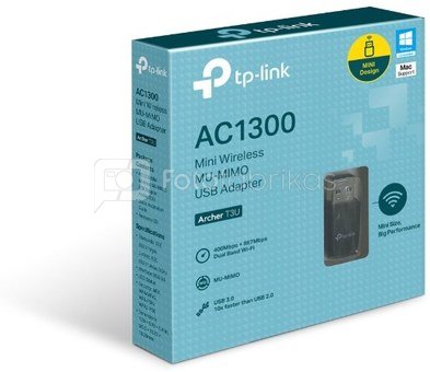 TP-LINK MU-MIMO USB 3.0 Adapter Archer T3U 2.4GHz/5GHz, 802.11ac, Internal antenna