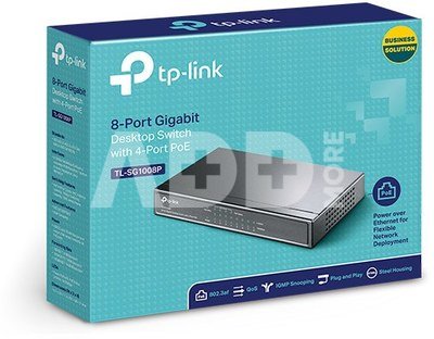 TP-LINK Switch TL-SG1008P Unmanaged, Desktop, 1 Gbps (RJ-45) ports quantity 8, PoE ports quantity 4, Power supply type External