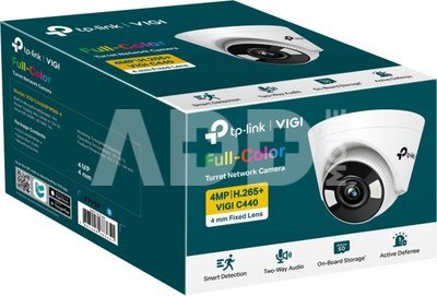 TP-LINK VIGI 4MP Full-Color Turret Network Camera VIGI C440 4 mm, H.265+/H.265/H.264+/H.264, MicroSD