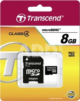 Transcend microSDHC 8GB Class 4 + SD-Adapter