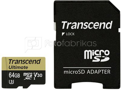 Transcend microSDXC 64GB UHS-I MLC U3M +SD Adapter