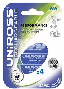 Uniross AAA (R03 Micro), 1000mAh 10 hours, 4 vnt.