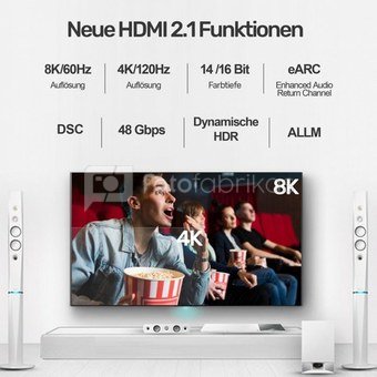 Unitek HDMI CABLE M/M 2m; v2.1;8K;120Hz;UHD;C138W