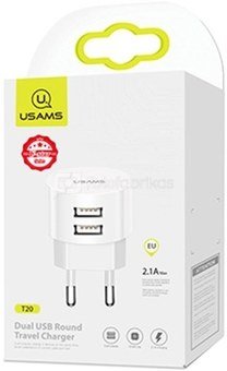 USAMS Charger t20 2XUSB 2,1A USB-C Kable Round