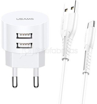 USAMS Charger t20 2XUSB 2,1A USB-C Kable Round