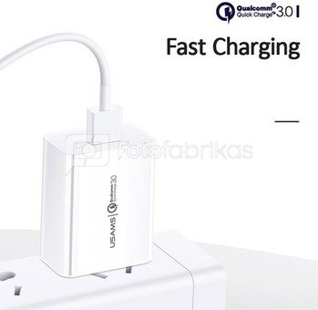 USAMS Charger T22 18W QC 3.0 with USB-C kable