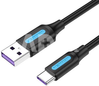 USB 2.0 A to USB-C 5A Cable Vention CORBC 0.25m Black PVC