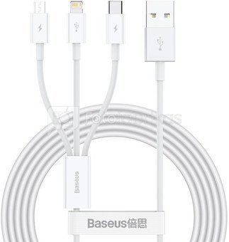 USB cable 3in1 Baseus Superior Series, USB to micro USB / USB-C / Lightning, 3.5A, 1.2m (white)