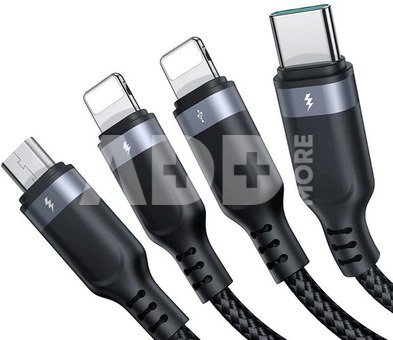 USB data cable Joyroom S-1T4018A18 4in1 USB-C / Lightning / 3.5A /1.2m (black)