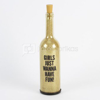 Vaza butelis su kamščiu H:31 W:7 D:7 cm SP991 su aukso spalvos blizgučiais išp.