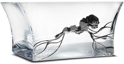 Vaza-dubuo stiklinis su metalo papuošimais 8x18x15 cm 88384