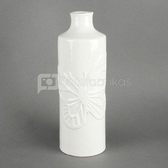 Vaza keramikinė balta su drugeliu H:32 W:10 D:11 cm 62228