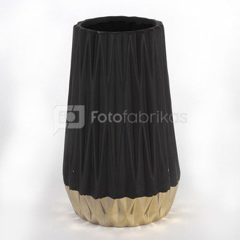 Vaza keramikinė juodos/aukso spalvos H:21 W:13 D:13 cm HE996