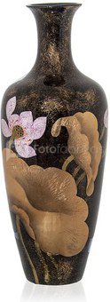 Vaza keramikinė Lotosas juoda su auksu QL60281SD 28x28x71 SAVEX