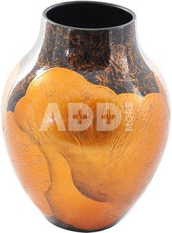 Vaza keramikinė Lotoso lapas oranžinė QL42172 21x21x27