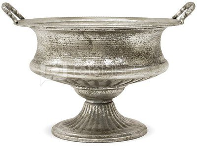 Vaza - lėkštė ant kojelės 23,5x34,5x30,5 cm 100836 metalinė sendinto sidabro sp.