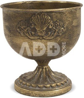 Vaza metalinė sendinto aukso spalvos 18x16,5x16,5 cm 121884