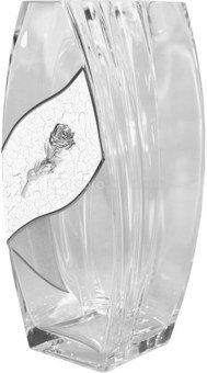 Vaza skaidraus stiklo dekoruota metalu 32x16x10 cm 104275