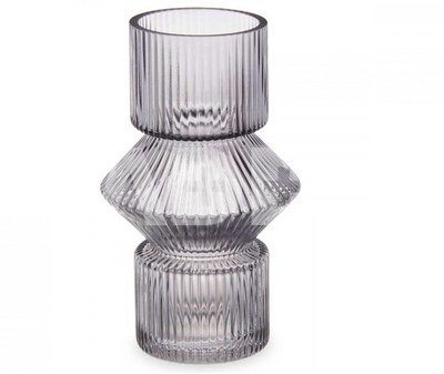 Vaza stiklinė 10,5x10,5x17,5 cm pilkos spalvos Giftdecor 93722