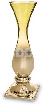Vaza stiklinė ant kojelės aukso spalvos 38x13x13 cm 142217