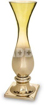 Vaza stiklinė ant kojelės aukso spalvos 41x13x13 cm 142219