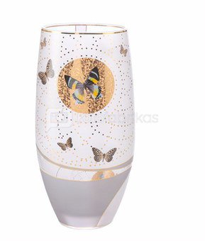 Vaza stiklinė H 30 cm, D13 cm su drugeliais 26-150-41-1 Goebel