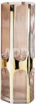 Vaza stiklinė rudos/aukso sp. 35,5x12.5 cm HR-V034