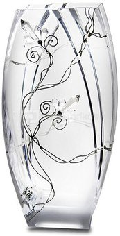 Vaza stiklinė su metalo ir krištolo papuošimais 32x16x10 cm 110826