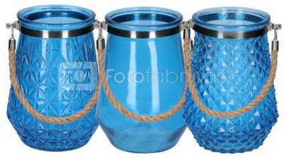 Vaza stiklinė su rankenėle mėlyna 16x22 cm 871125202431 3 rūšių