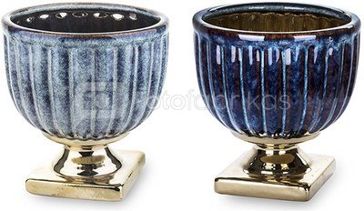 Vazonėlis keramikinis ant kojelės mėlynos/aukso sp. 22,5x18,5x18,5 cm 132245