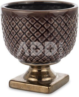 Vazonėlis keramikinis ant kojelės rudos/aukso sp.16x15x15 cm 158234