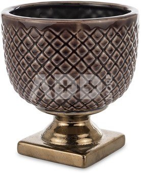 Vazonėlis keramikinis ant kojelės rudos/aukso sp. 18x17,5x17,5 cm 158235