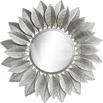 Veidrodis apvalus metalinis sidabro spl. Lapai ES-187117 92x92 cm