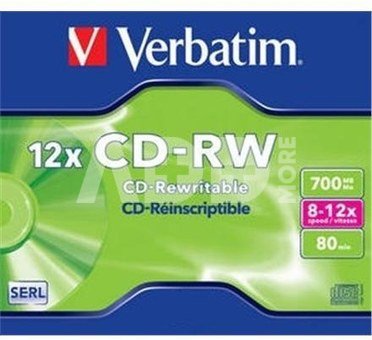 Verbatim CD-RW 80/700MB 8X-12X extra protection Scratch Resistant jewel box - 43148