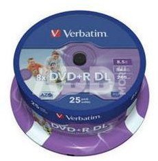 Verbatim double layer DVD+R 8.5GB 8X 25pack AZO cake box printable - 43667