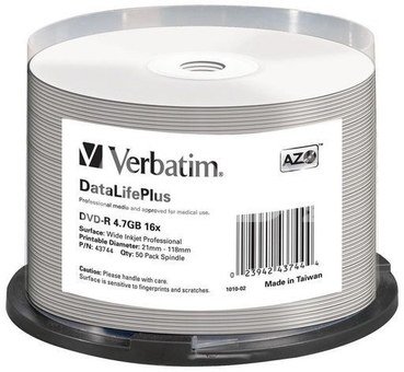 1x50 Verbatim DVD-R 4,7GB 16x wide printable NON-ID