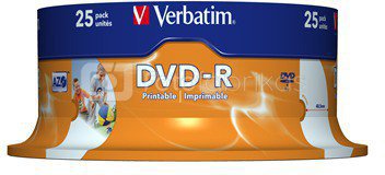 1x25 Verbatim DVD-R 4,7GB 16x Speed, wide printable