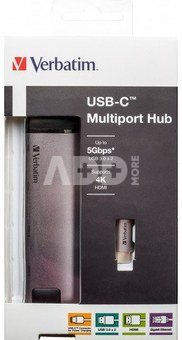 Verbatim Multi Port USB-C 3.1, 2x USB 3.0, HDMI 4K