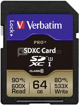 Verbatim SDXC Card Pro+ 64GB Class 10 UHS-I