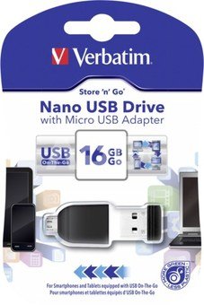 Verbatim Store n Stay Nano 16GB USB 2.0 + OTG Adapter micro USB