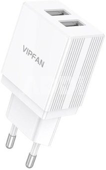 Vipfan E02 wall charger, 2x USB, 2.1A (white)