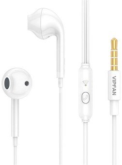 Vipfan M15 wired in-ear headphones, 3.5mm jack, 1m (white)
