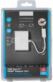 Vivanco adapter USB-C - HDMI 3in1, white (34293)