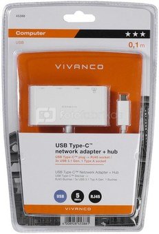Vivanco adapter USB-C - LAN + hub 3-port (45388)