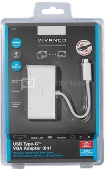 Vivanco adapter USB-C - VGA 3in1, white (34294)