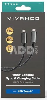 Vivanco cable USB-C - USB-C 3.2 LongLife Charging 100W 1m (64011)